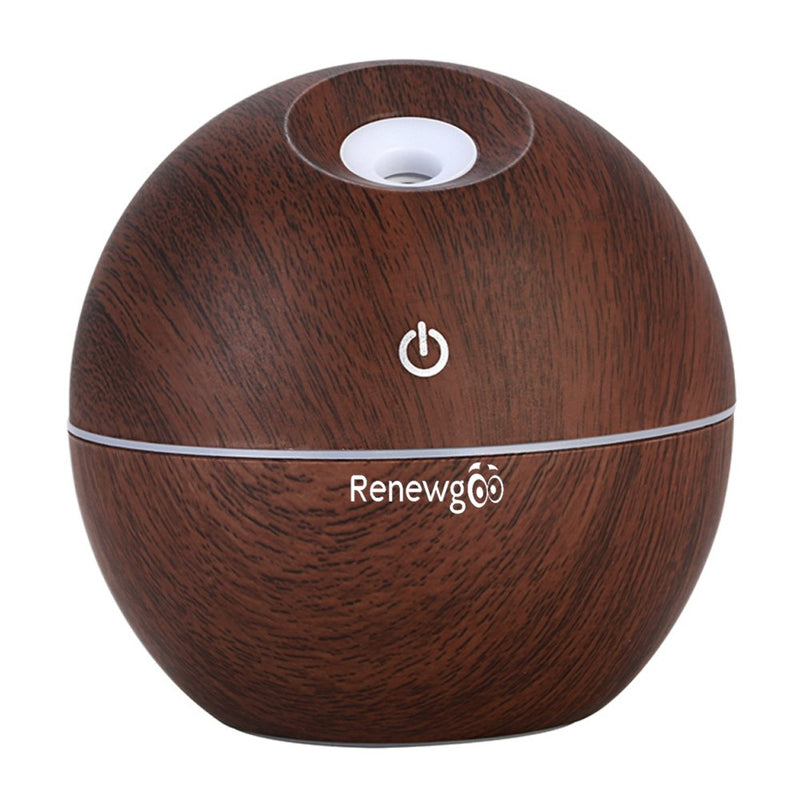 Renewgoo Color-Changing Aroma Diffuser Essential Oil Humidifier and Mist Maker, Ultimate Aromatherapy, Therapeutic Calm Relaxation, Dark Wood Brown