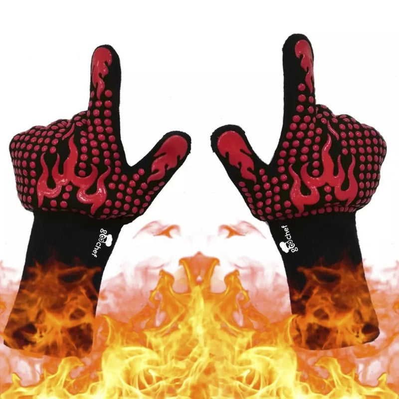 Heat Resistance: Our GooChef FlameOn BBQ gloves provide comfortable and flexible protection for your hands made from 3 layers of high quality materials: BPA Free silicone, aramid fiber, polyester cotton