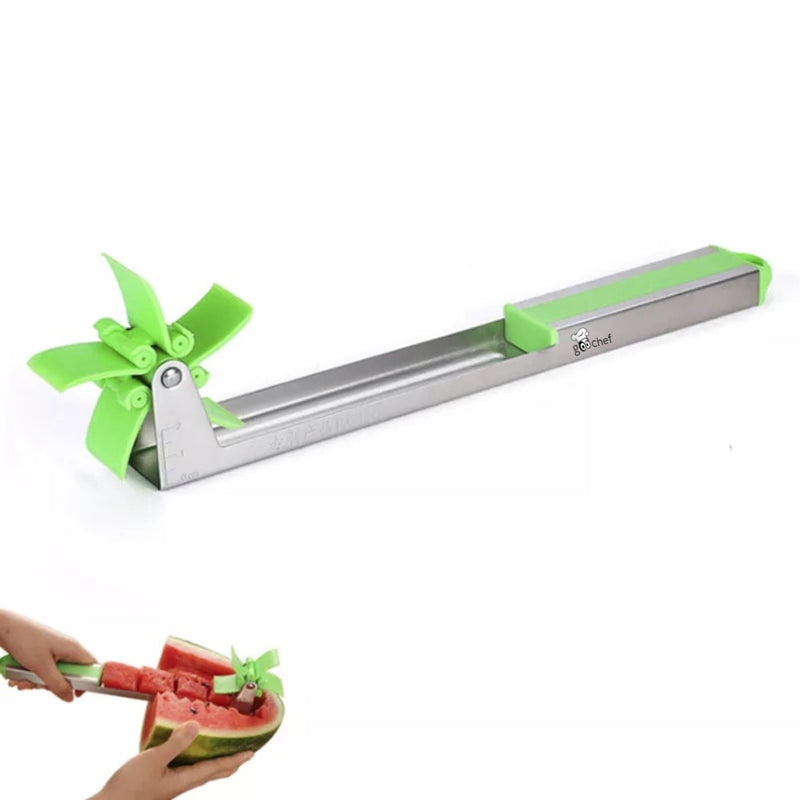 Quick Cube: Simply push our GooChef watermelon windmill into your delicious fruity treat and presto you will have a full set of perfectly sliced melon cubes.
