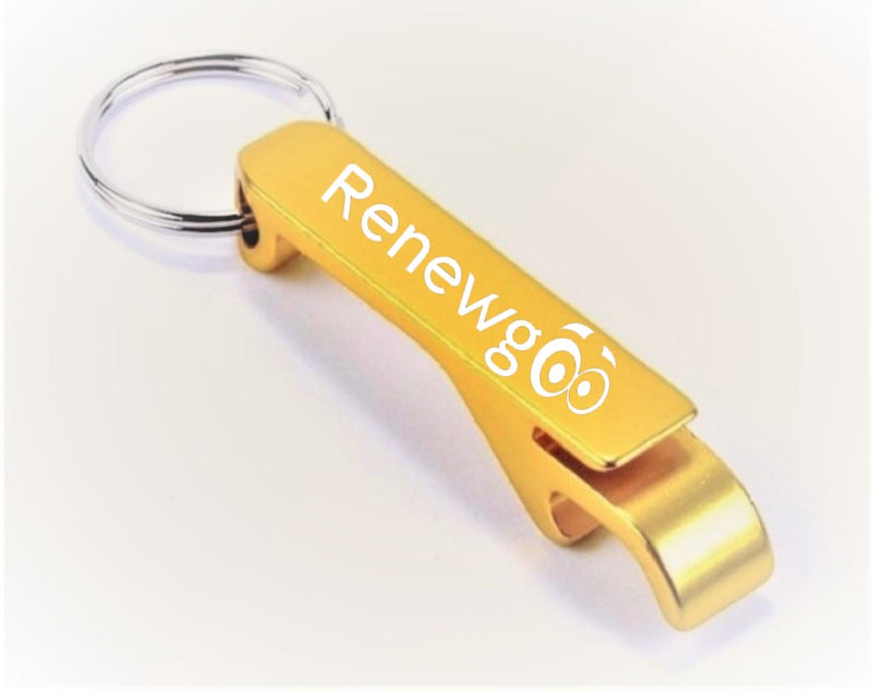 Renewgoo Keychain Aluminum Double-sided Durable Bottle Opener, 2-in-1 Design, Beer & Wine, Yellow