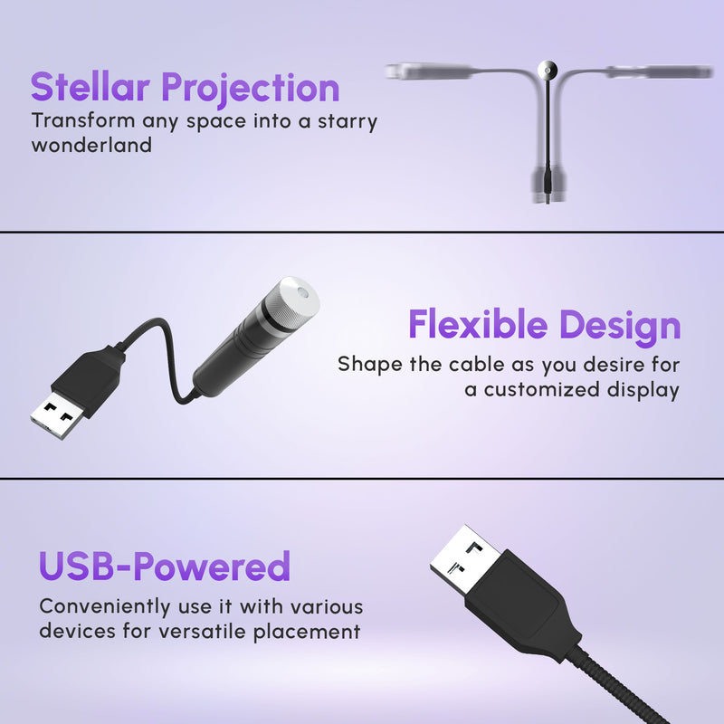 Haizg Car USB LED Starry Sky Projector Lamp Accessories Interior