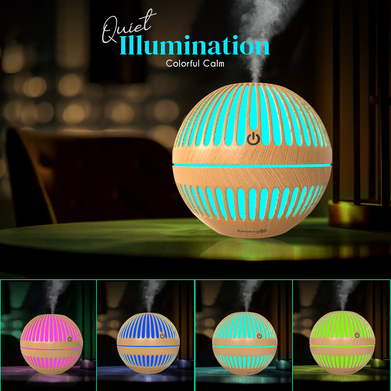 Aroma Diffuser for Essential Oils, Ultrasonic Aromatherapy Oil Diffuser with 7 Color Lights by Renewgoo