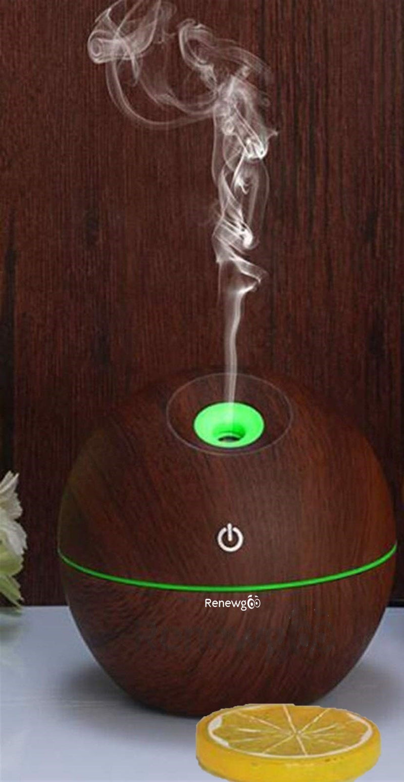 Renewgoo Color-Changing Vase Aroma Diffuser Essential Oil Humidifier and  Mist Maker, Ultimate Aromatherapy, Therapeutic Calm Relaxation, Wood-Look
