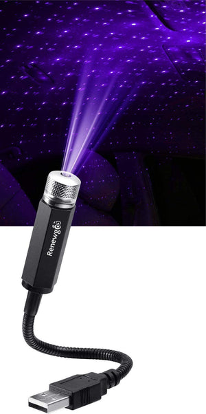 Renewgoo Universal USB LED Star Projector Neon Ambient Car Roof Interior Light, Purple