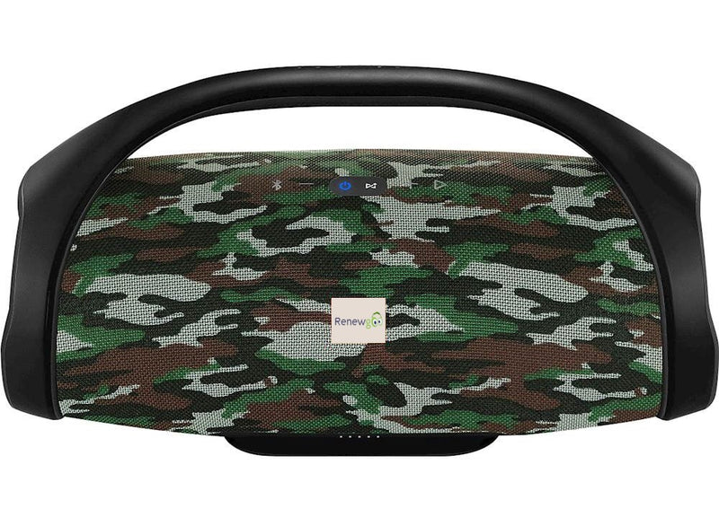 Renewgoo GooBoom Boombox Portable Bluetooth Wireless Waterproof Rechargeable Speaker System with Super Bass Stereo Sound and Integrated Power Bank, Camouflage