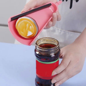 Renewgoo GooChef Jar Opener Handheld Multi-Function Easy Effortless Use Jar Gripper for Jars, Lids, Bottles, Open Bottle Unscrew Lid Kitchen Gadget, Pink