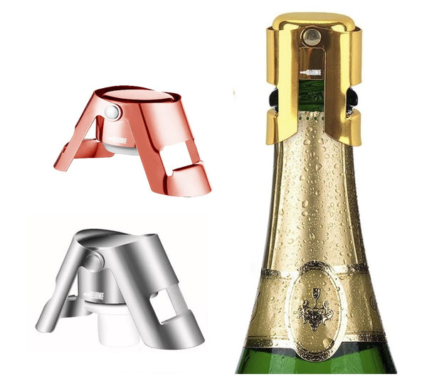 3-PACK BarBinge Champagne Cork Stopper Cap Portable Sparkling Wine Bottle Prosecco Cava Stainless Steel Sealer Plug Clamps Bar Kitchen Gadget