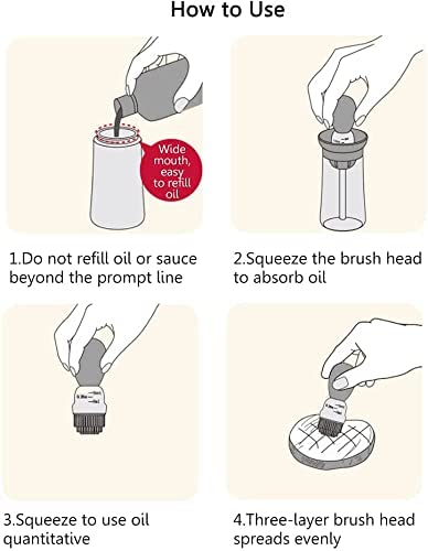 Easy Operation: Gently squeeze the brush head to pull in the oil or sauce of your choosing. Then slowly release your your oil into the pan or directly on your food. Great gadget for the at home chef!