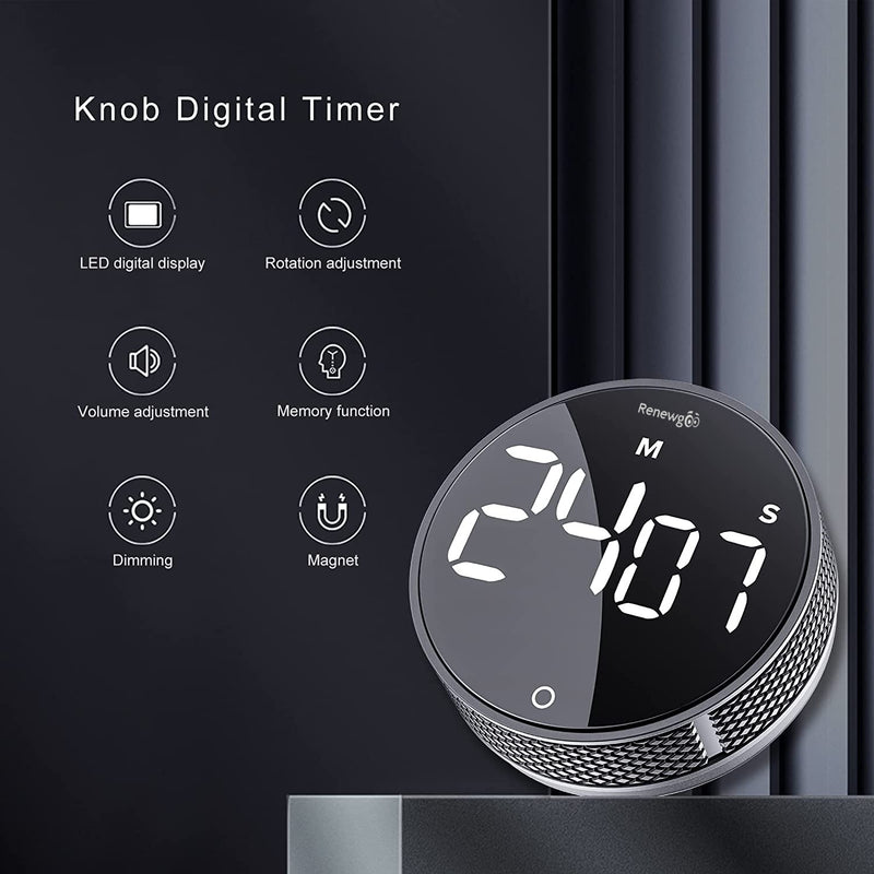 Renewgoo Digital Timer Large LED Display Magnetic Cooking Kitchen Countdown/up