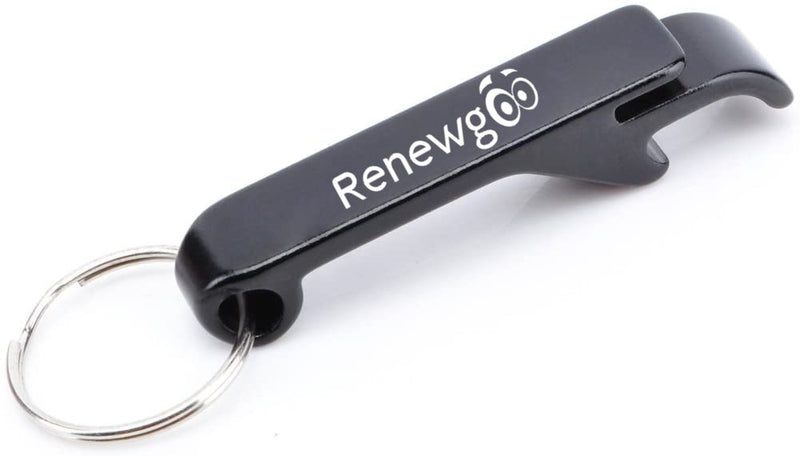 Renewgoo Keychain Aluminum Double-sided Durable Bottle Opener, 2-in-1 Design, Beer & Wine, Black