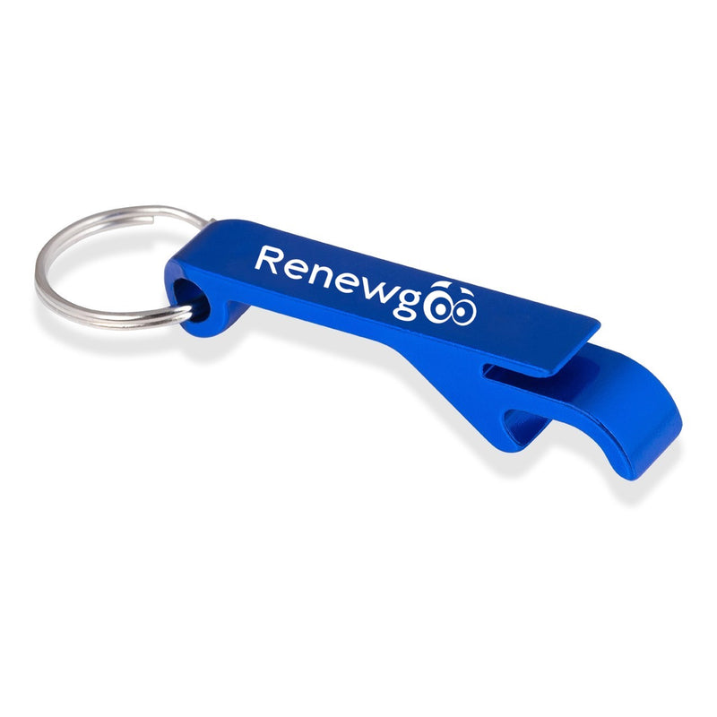 Renewgoo Keychain Aluminum Double-sided Durable Bottle Opener, 2-in-1 Design, Beer & Wine, Blue