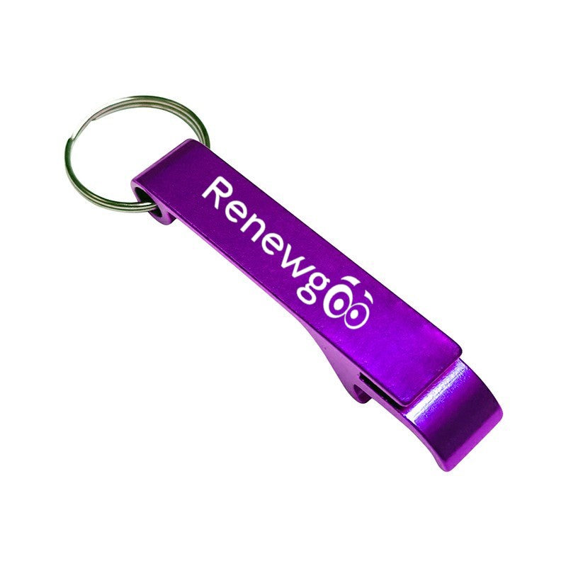 Renewgoo Keychain Aluminum Double-sided Durable Bottle Opener, 2-in-1 Design, Beer & Wine, Purple