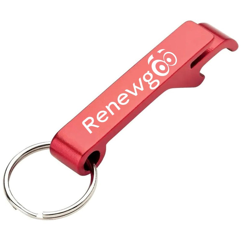 Renewgoo Keychain Aluminum Double-sided Durable Bottle Opener, 2-in-1 Design, Beer & Wine, Red